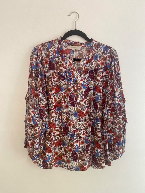 LOFT Tops - LOFT Multicolor Women's Floral Peasant Blouse With Ruffle Sleeves Size L